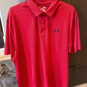 Under Armour Men's Red Striped Polo Shirt